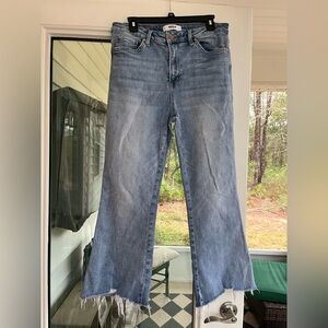 Mica High Rise Crop Flare Shark Hem Jeans for Women 31